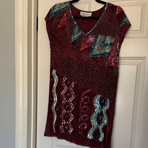 Vintage Multicolor Sequin + Beaded Tunic